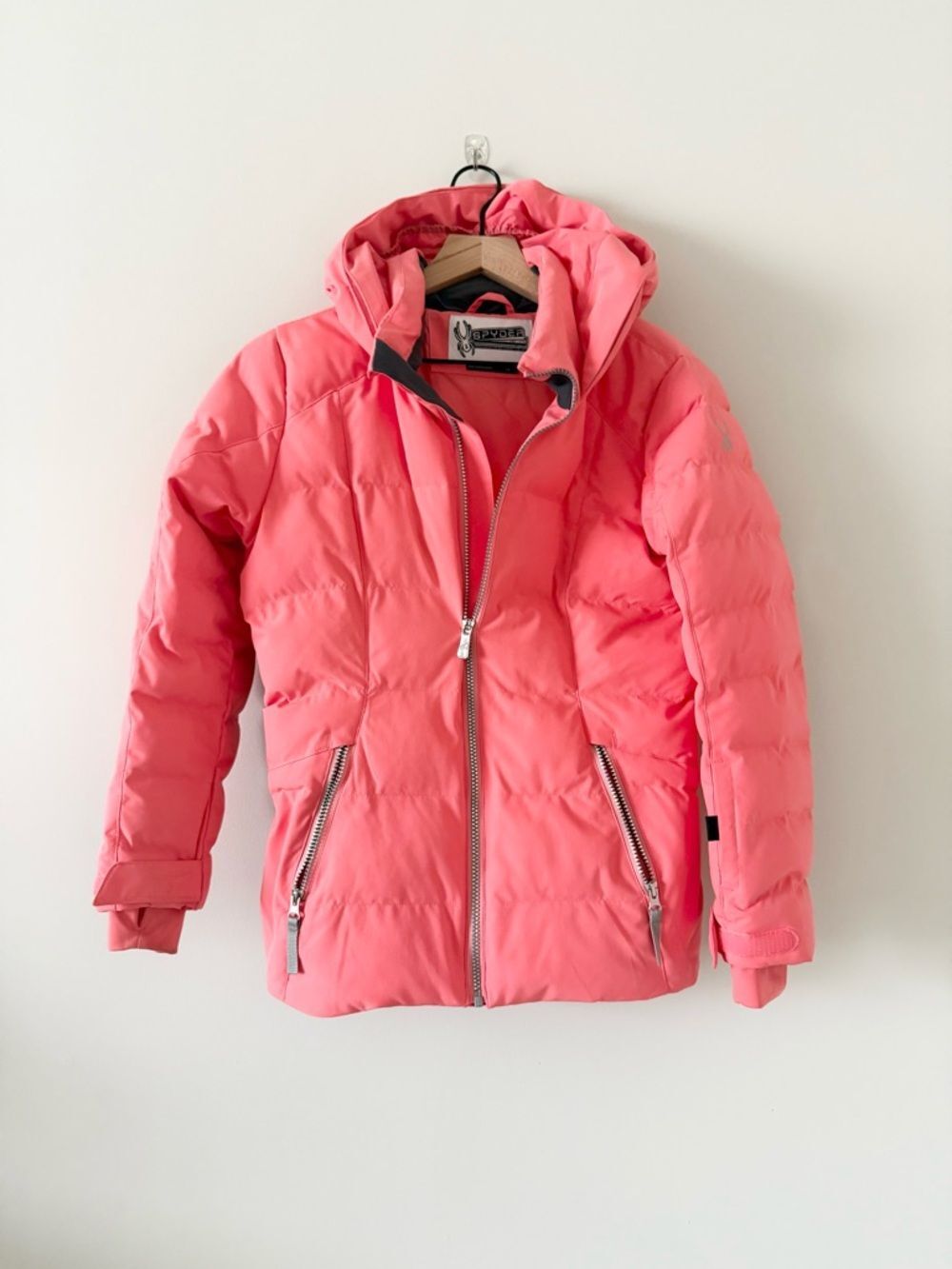 Spyder Pink Coral Zadie Synthetic Down Ski Jacket with Hood Coral Haze Size 14